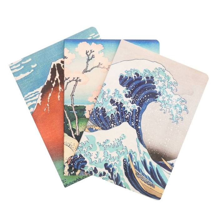 The Great Wave of Kanagawa Hokusai pack 3 A5 notebooks 40793