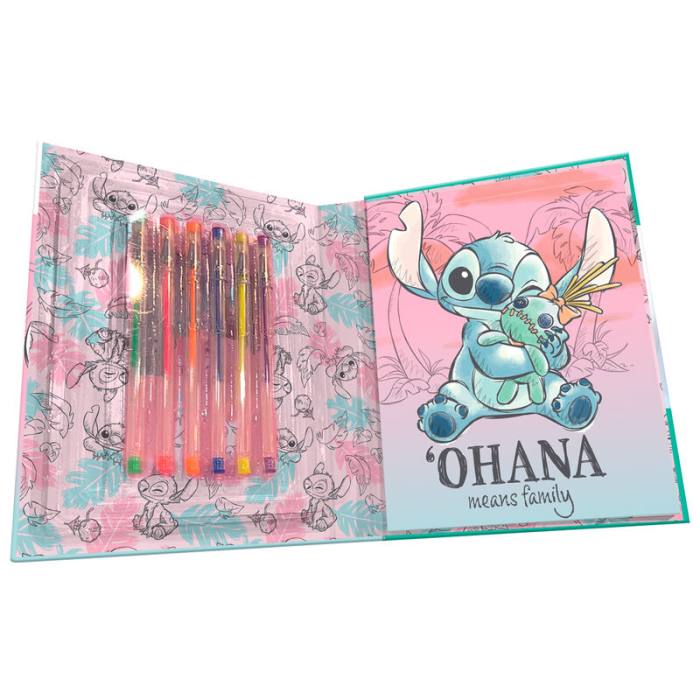 Disney Stitch notebook + 6 gel pens set 43464