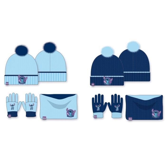 Disney Stitch kids winter set snood hat gloves 45412