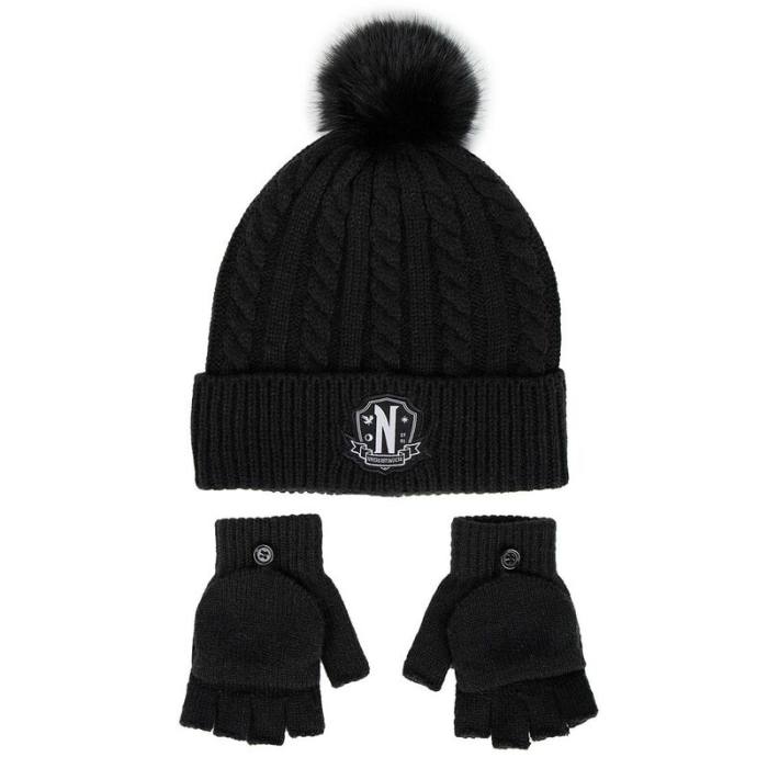 Wednesday hat and gloves set 52577